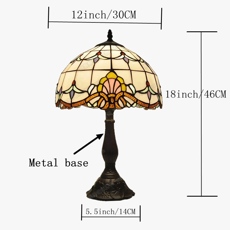 Tiffany Style Baroque Table Lamp with Metal Base