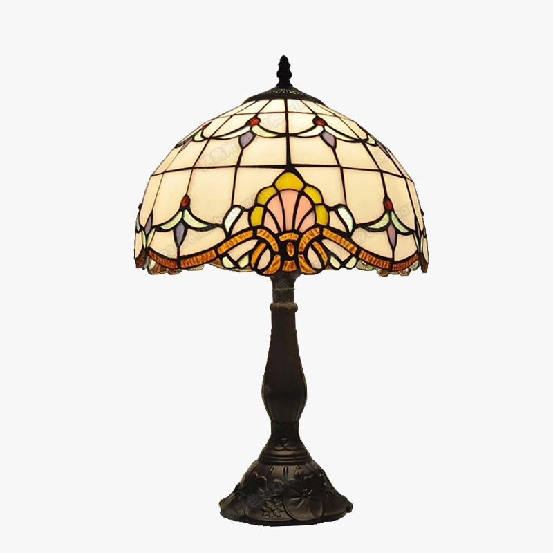 Tiffany Style Baroque Table Lamp with Metal Base
