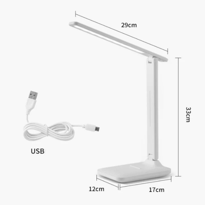 Foldable LED Desk Lamp - 3 Adjustable Brightness Levels, Touch Control, Eye Protection, USB Rechargeable Night Light