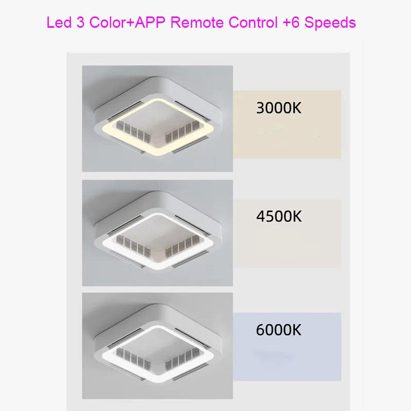 Smart White Square Ceiling Fan with App Control