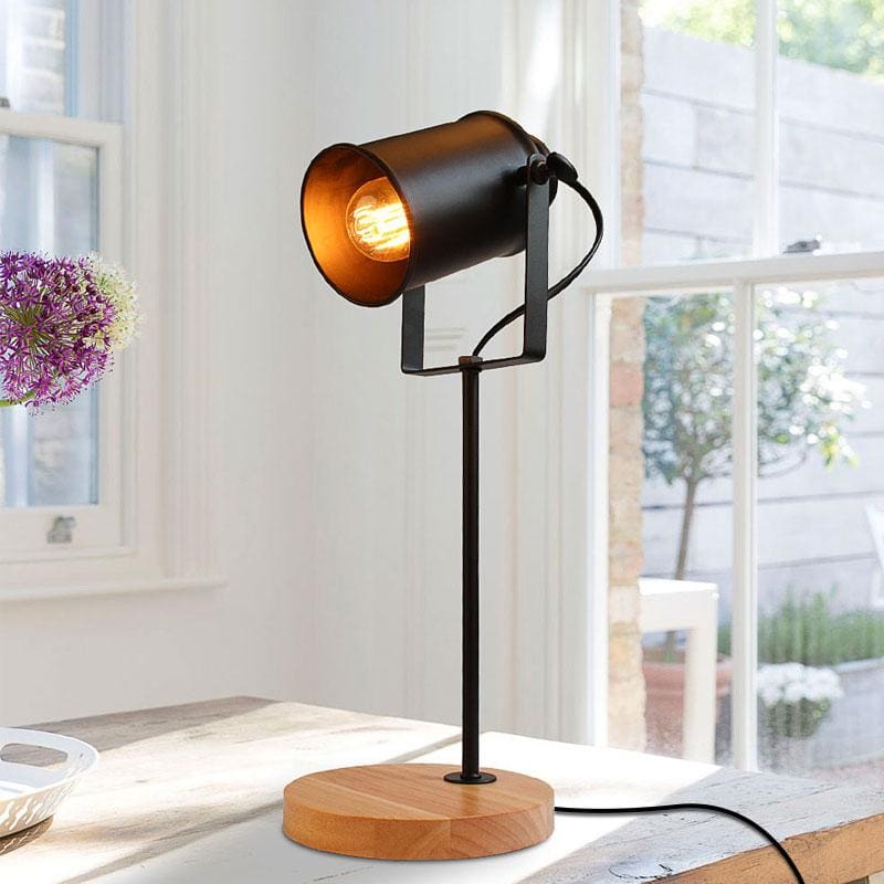 Retro Metal Shade LED Table Lamp for Study