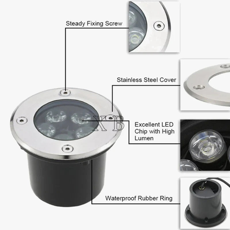 Set of 8 LED Recessed Lights for Outdoor Garden and Pathway Lighting