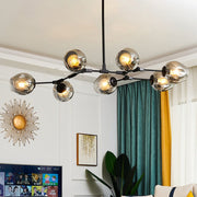 LED Chandelier with Metal Branches and Glass Bubbles Black Norenza