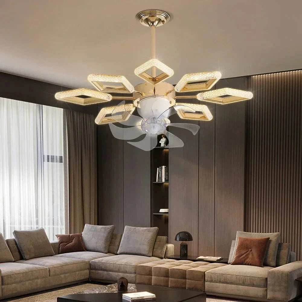 LED Crystal Ceiling Fan with Dimmable Remote Control Diamond Norenza