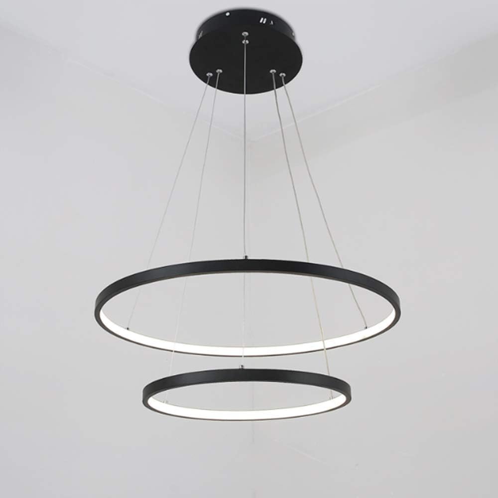 LED Hanging Ring Chandelier Design Black / 2 Rings Norenza