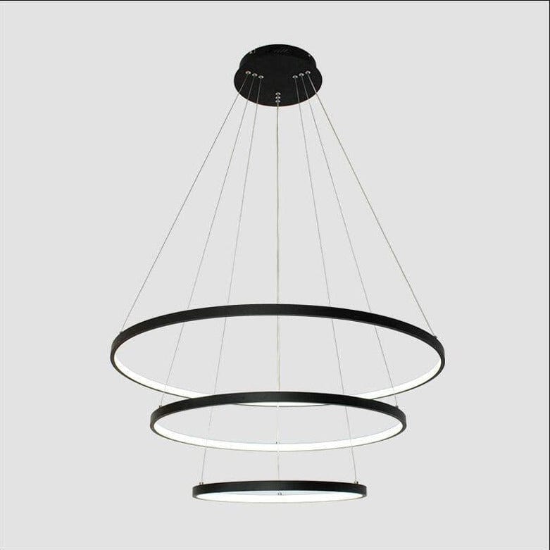 LED Hanging Ring Chandelier Design Black / 3 Rings – 7.9"/15.7"/23.6" Norenza