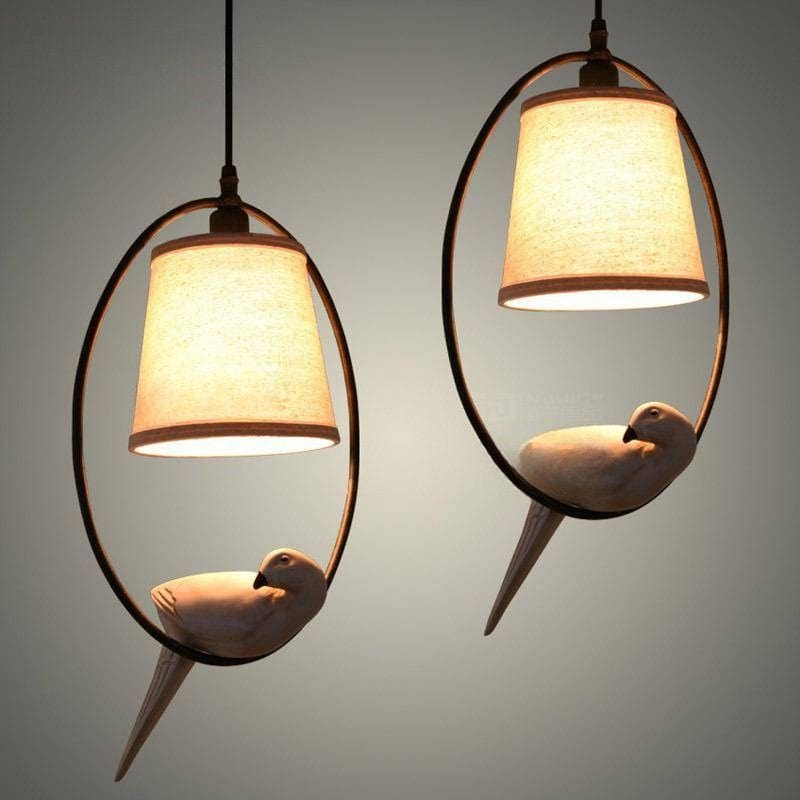 LED Pendant Light with Shade and Perched Bird Norenza