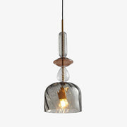LED Suspension Light with Colored Glass Shade in Brushed Coffee Style Black Norenza