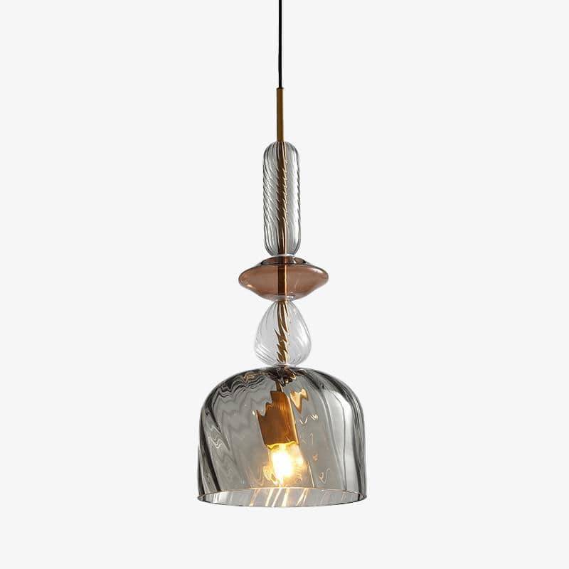LED Suspension Light with Colored Glass Shade in Brushed Coffee Style Black Norenza