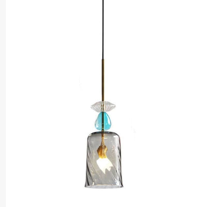 LED Suspension Light with Colored Glass Shade in Brushed Coffee Style Gray Norenza