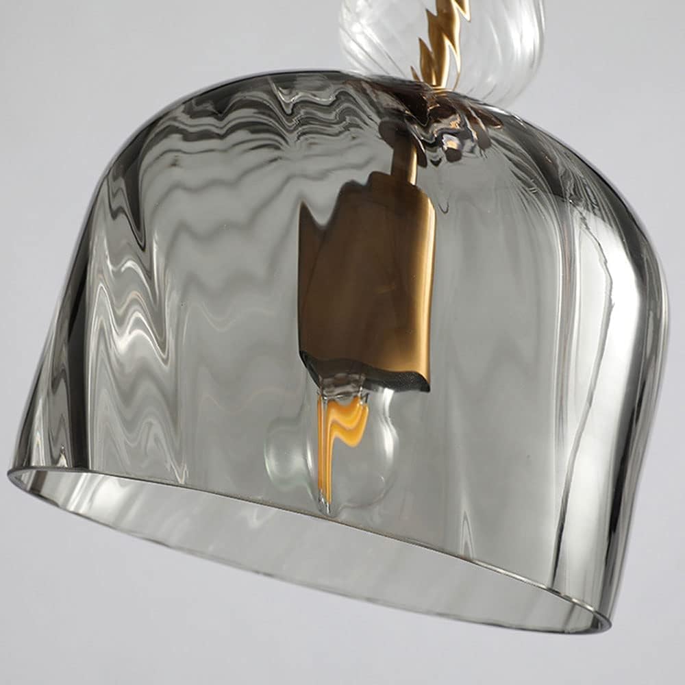 LED Suspension Light with Colored Glass Shade in Brushed Coffee Style Norenza