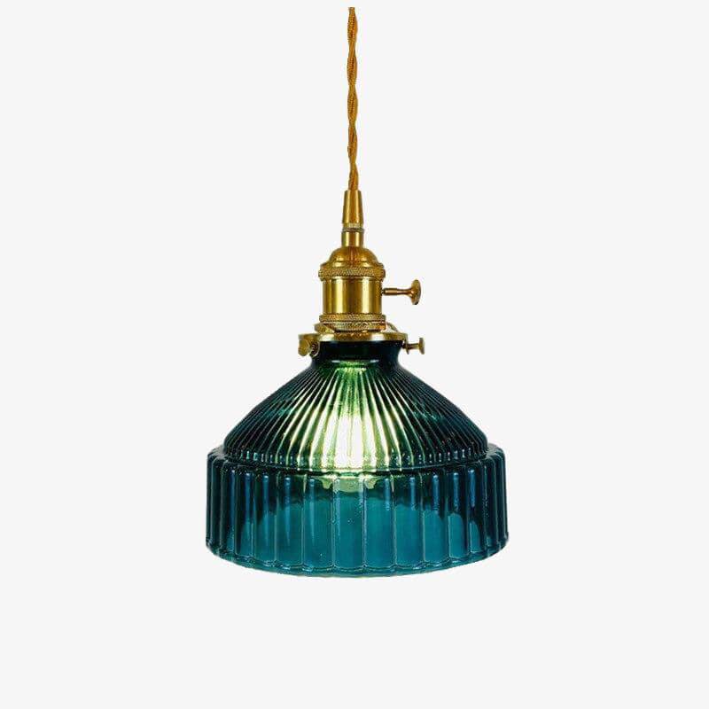 LED Suspension Light with Colored Glass Shade - Loft Style Blue Norenza