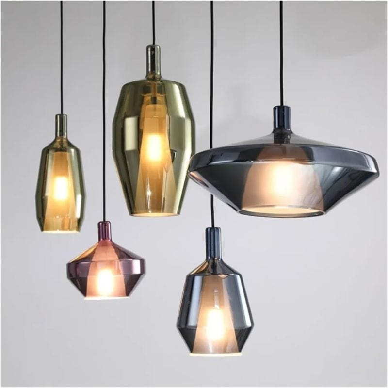 LED Suspension Light with Colored Glass Shade Norenza