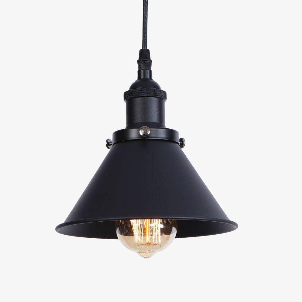 LED Suspension Light with Colorful Metal Shade - Industrial Loft Style Black Norenza