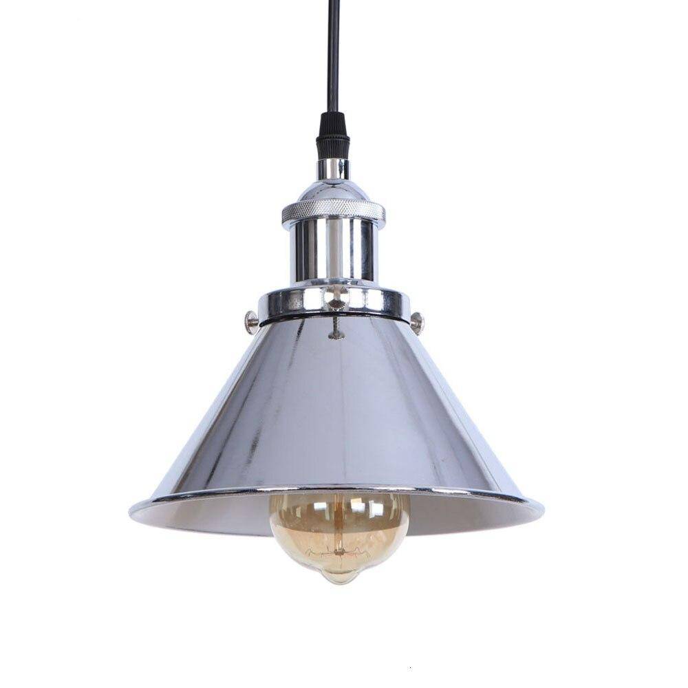 LED Suspension Light with Colorful Metal Shade - Industrial Loft Style Silver Norenza