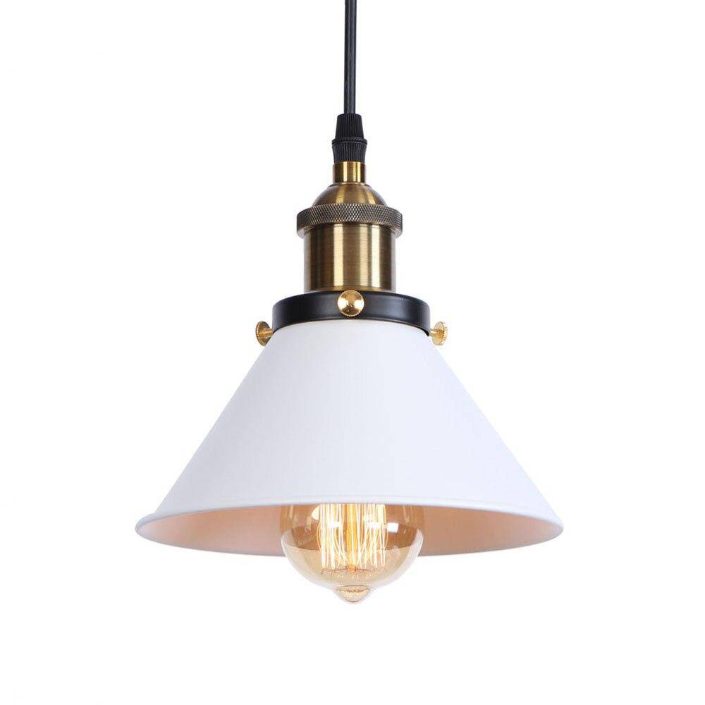 LED Suspension Light with Colorful Metal Shade - Industrial Loft Style White Norenza