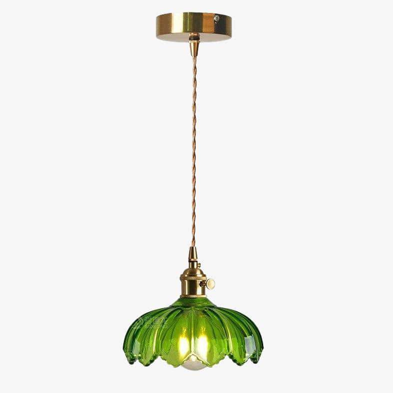 LED Suspension Light with Retro Glass Shade for Hotel Decor Green Norenza