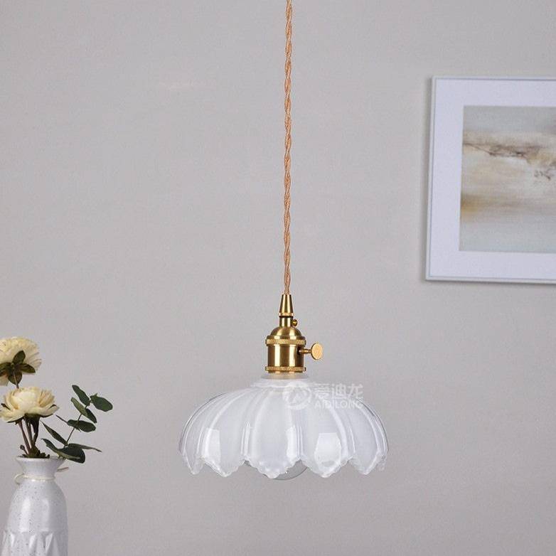 LED Suspension Light with Retro Glass Shade for Hotel Decor White Norenza