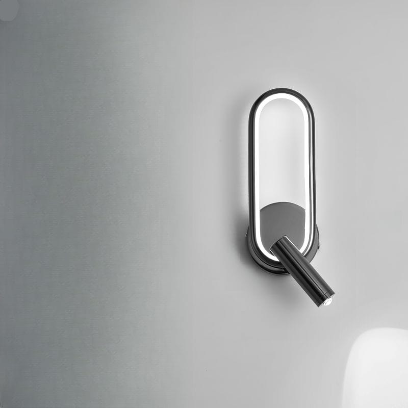 LED Wall Reading Lamp for Hotel Bedroom Headboard with Adjustable Book Light Black Norenza