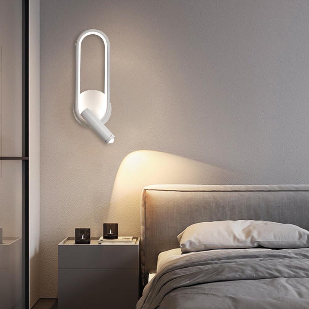 LED Wall Reading Lamp for Hotel Bedroom Headboard with Adjustable Book Light Norenza