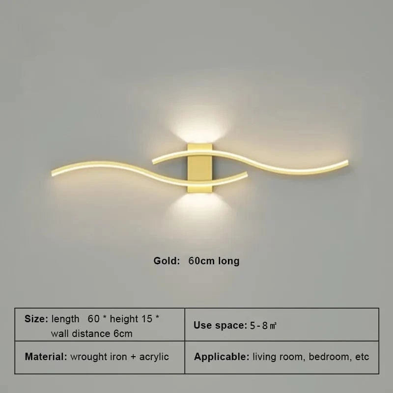 LED Wall Sconce - Long Strip Light for TV Background Decor in Bedroom and Living Room Gold Norenza