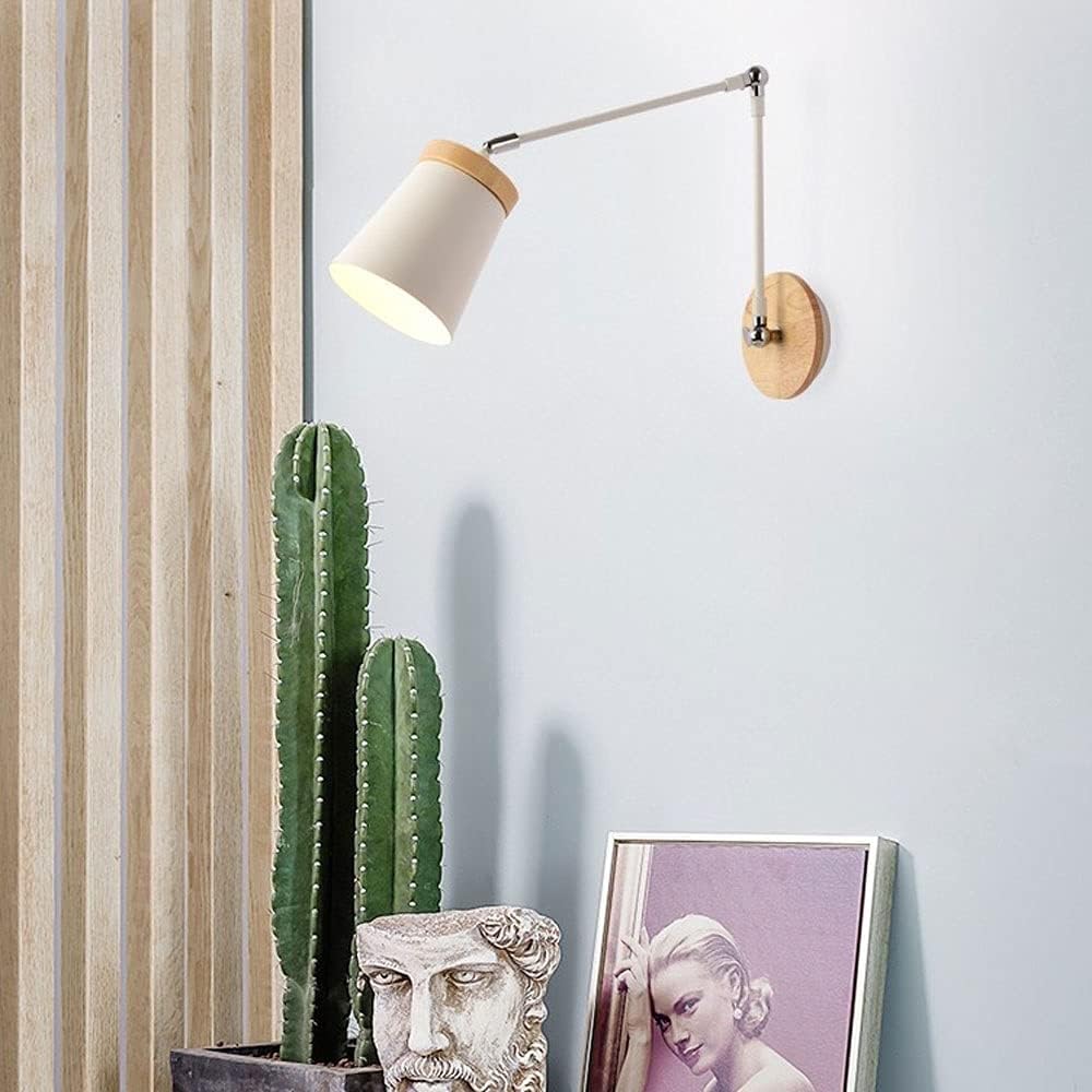LED Wall Sconce with Adjustable Metal and Wood Arm Norenza