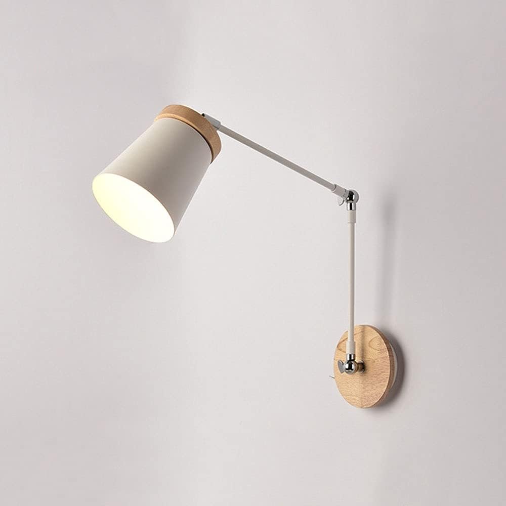 LED Wall Sconce with Adjustable Metal and Wood Arm White Norenza