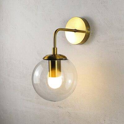 LED Wall Sconce with Glass Globe Gold Norenza