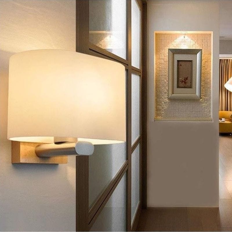 LED Wooden Wall Sconce with Rounded Shade Norenza