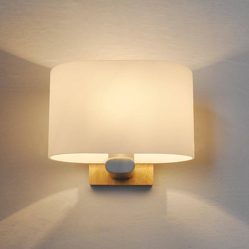 LED Wooden Wall Sconce with Rounded Shade Norenza