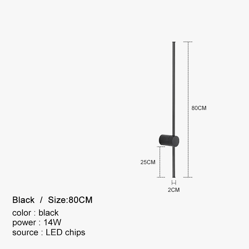 Long Minimalist LED Wall Sconce Black / 31.5" (80 cm) Norenza