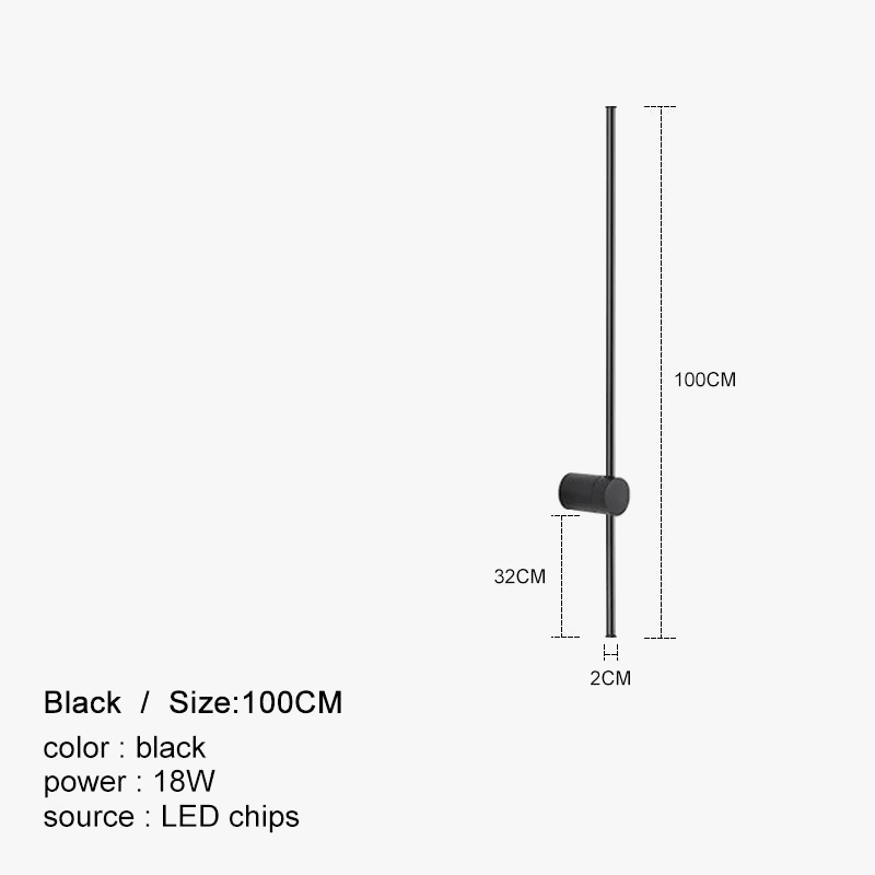 Long Minimalist LED Wall Sconce Black / 39.4" (100 cm) Norenza