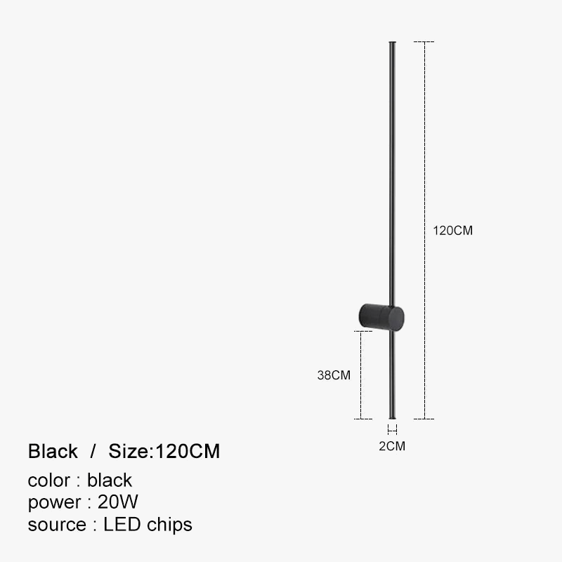 Long Minimalist LED Wall Sconce Black / 47.2 (120 cm) Norenza