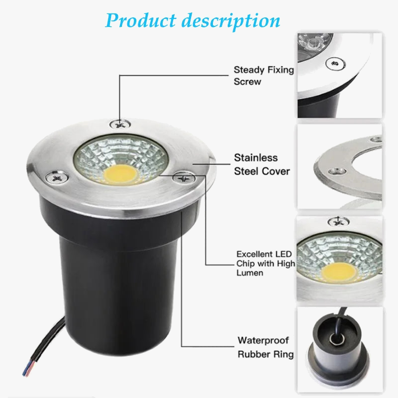 Set of 4 Waterproof Recessed LED Lights for Outdoor and Garden