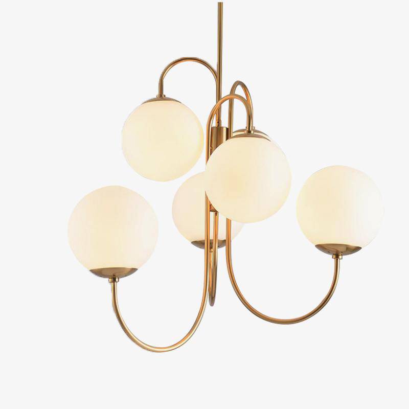 Elegant Chandelier with Golden Branches and Glass Globe