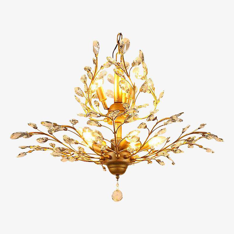 Gold Leaf Crystal LED Chandelier