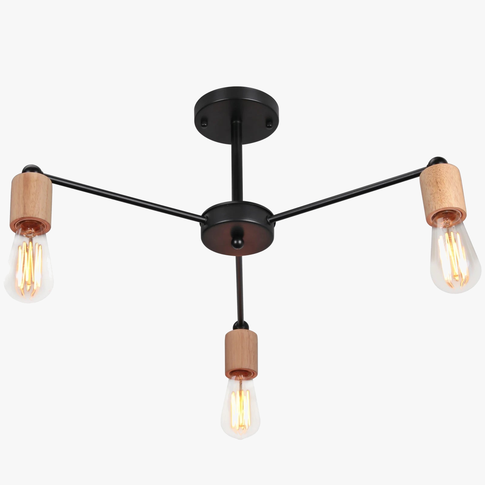 Modern Wood and Iron Sputnik Industrial Chandelier