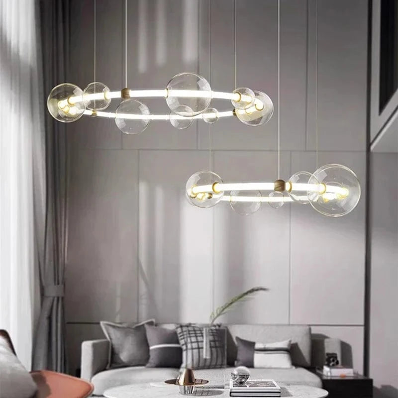 Luxury Bubble Long Strip LED Lighting with Creative Clear Glass 2 Rings – 28.7" & 37" (73cm & 94cm) Norenza