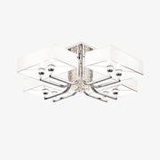 Luxury Crystal and Glass Chrome Chandelier with Large Shade 22.8" (58 cm) Norenza