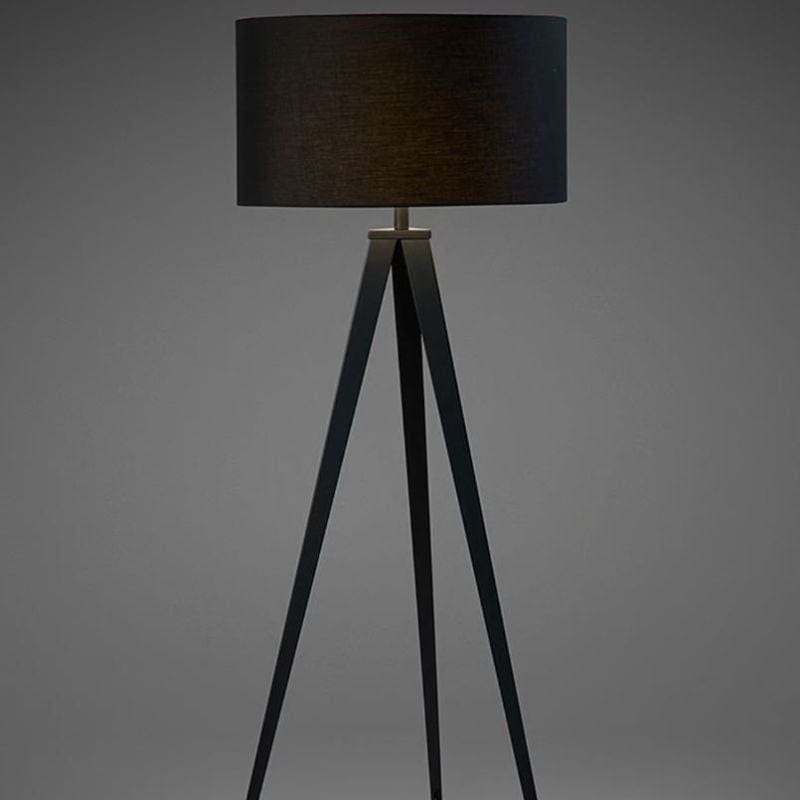 Luxury Design Floor Lamp with Triple Legs and Black Fabric Shade Norenza