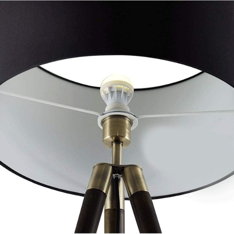 Luxury Design Floor Lamp with Triple Legs and Black Fabric Shade Norenza