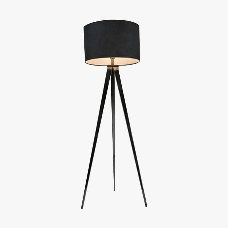 Luxury Design Floor Lamp with Triple Legs and Black Fabric Shade Norenza