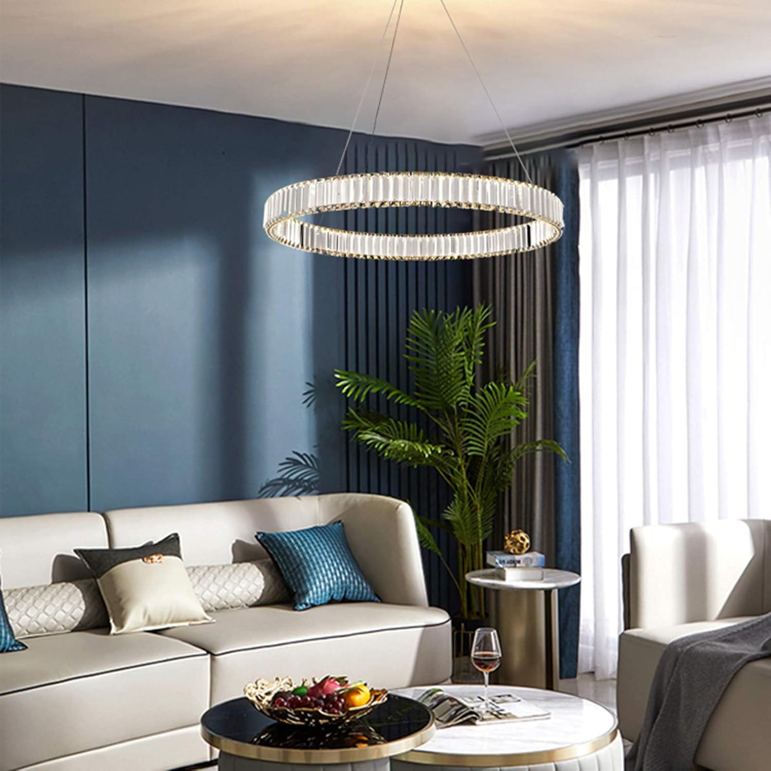 Luxury Gold LED Pendant Light with Glass Ring Design Norenza