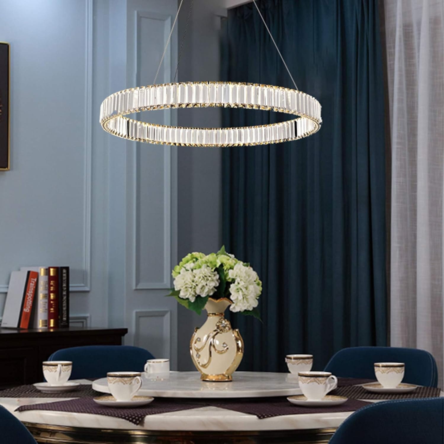 Luxury Gold LED Pendant Light with Glass Ring Design Norenza