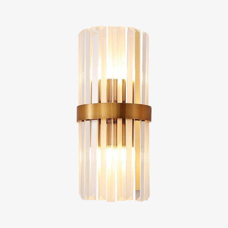 Luxury Gold LED Wall Sconce with Cascading Crystal Glass A Norenza