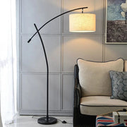 Luxury Metal Floor Lamp with Fabric Shade Black Norenza