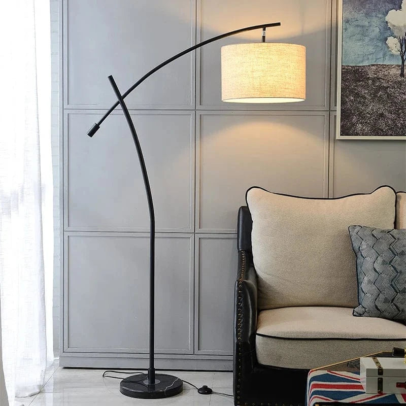 Luxury Metal Floor Lamp with Fabric Shade Black Norenza