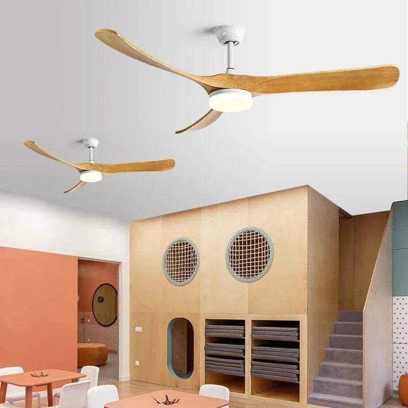 Luxury Natural Wood Ceiling Fan with Reversible LED for Summer & Winter Natural Wood / 60" Norenza