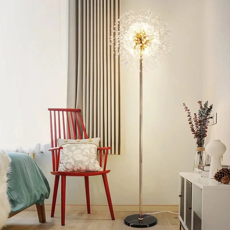 Luxury Scandinavian Dandelion Chrome Gold Floor Lamp for Interiors Gold Norenza