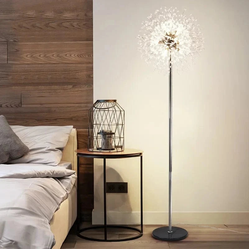 Luxury Scandinavian Dandelion Chrome Gold Floor Lamp for Interiors Silver Norenza